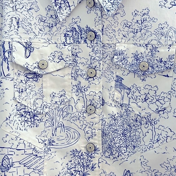 Cinq A Sept Garden Toile Scrunched Canyon Buttoned Jacket Size 10 NWOT - Picture 10 of 15